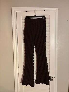 Fashion Nova Chocolate Brown Textured Flare Pants